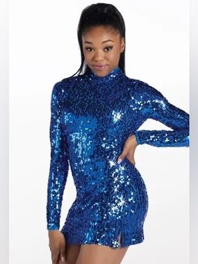 Balera “Ultra Sparkle Shift Dress” SQ9068 Blue Sequin Dance Costume – Child XL